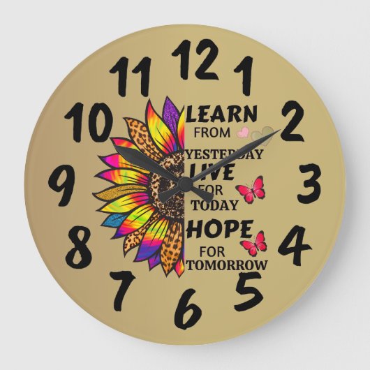 Leer van gisteren citaten regenboog zonnebloem gou grote klok (Voorkant)