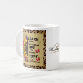 Leer van gisteren citaten regenboog zonnebloem gou koffiemok (Voorkant links)