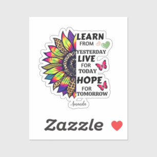 Leer van gisteren citaten regenboog zonnebloem naa sticker