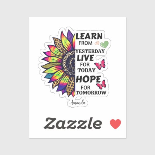 Leer van gisteren citaten regenboog zonnebloem naa sticker (Vel)