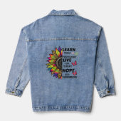 Leer van gisteren citaten Zonnebloemenvlinders Denim Jacket (Achterkant)