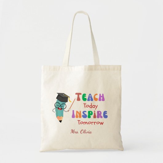 Leer vandaag Inspireren Morgen Trendy Quote Leraar Tote Bag (Voorkant)