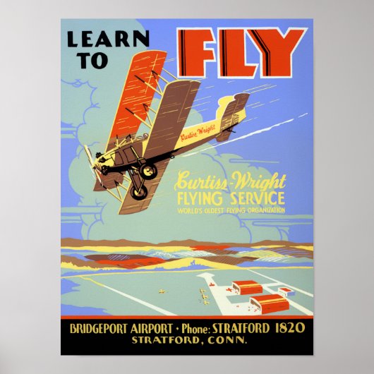 Leer vliegen Oude Poster Gerestaureerd (Voorkant)