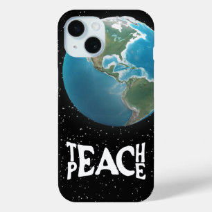 "Leer vrede" Tekst en Planeet Aarde iPhone 15 Case