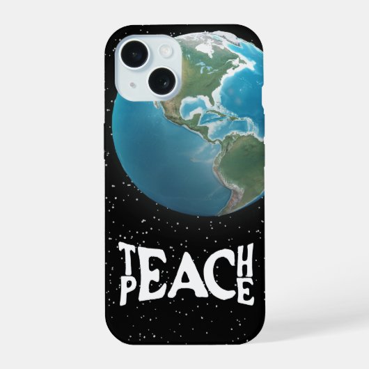 "Leer Vrede" Tekst en Planeet Aarde iPhone 15 Case (Achterkant)