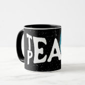 "Leer vrede" Tekst en Planeet Aarde Mok (Voorkant links)