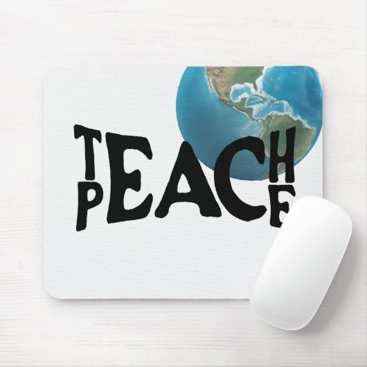 "Leer vrede" Tekst en Planeet Aarde Muismat (Met muis)