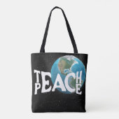 "Leer vrede" Tekst en Planeet Aarde Tote Bag (Achterkant)