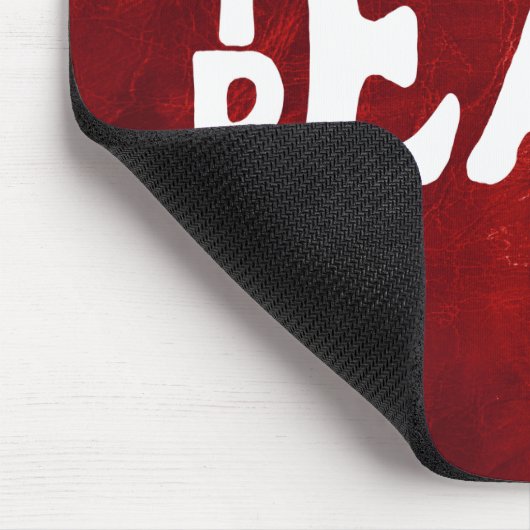 "Leer vrede" tekst op rood leer Muismat (Hoek)