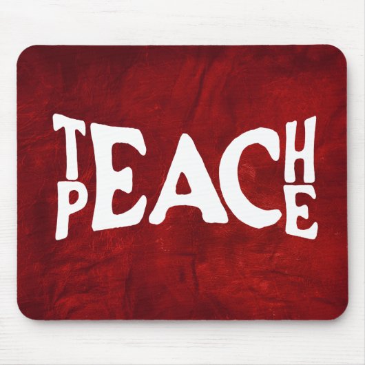 "Leer vrede" tekst op rood leer Muismat (Voorkant)