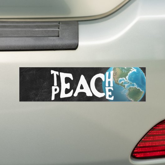 "Leer vrede" Tekst Planet Earth Bumpersticker (Op auto)