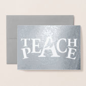 Leer vrede vliegende duif slogan tekst folie kaarten (Voorkant met envelop)