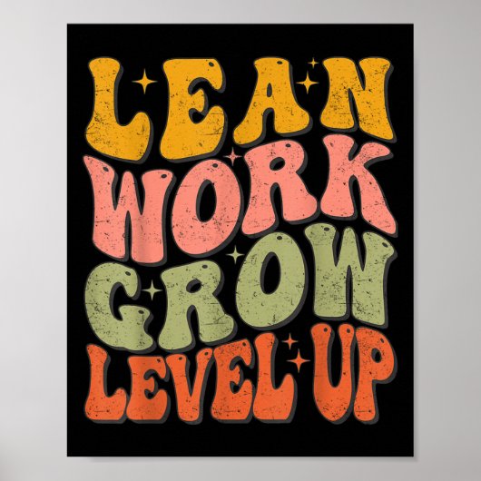 Leer werk Grow Level Up Retro Groovy Motivatie Poster (Voorkant)