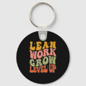 Leer werk Grow Level Up Retro Groovy Motivatie Sleutelhanger (Voorkant)