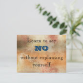 Leer zeggen Geen Inspirerend wijsheid Briefkaart (Staand voorkant)