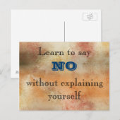 Leer zeggen Geen Inspirerend wijsheid Briefkaart (Voorkant / Achterkant)