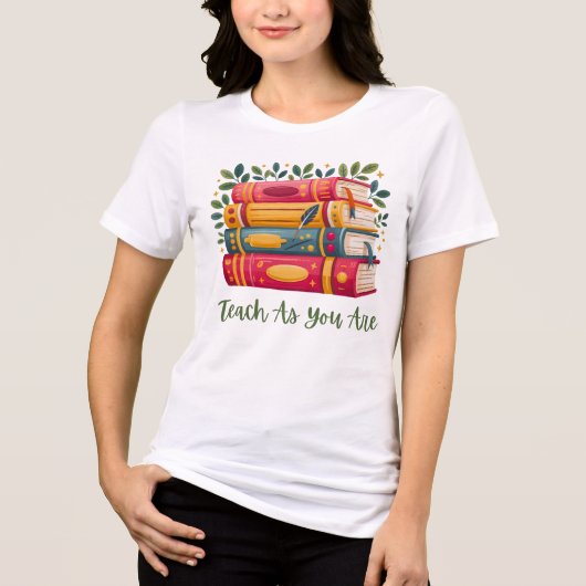 Leer zoals je bent T-shirt - Boek & Blad Tri-Blend (Voorkant)