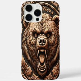 Leerachtig uitziend Beer Angry Head iPhone 16 Pro Max Hoesje