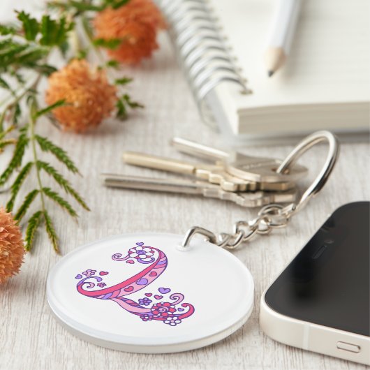 Leerae monogram L naam en betekenis keyring Sleutelhanger (Voorkant Rechts)