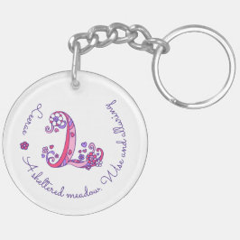 Leerae monogram L naam en betekenis keyring Sleutelhanger