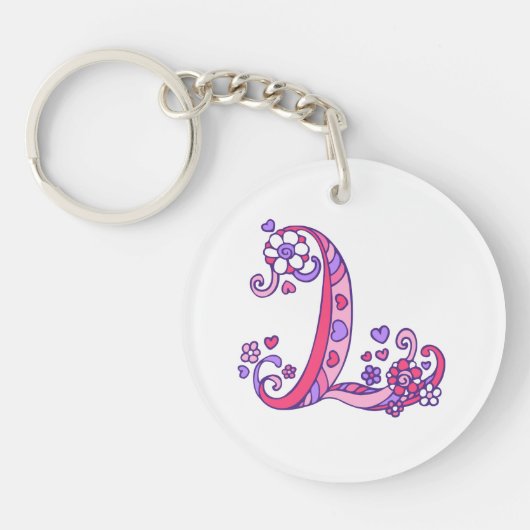 Leerae monogram L naam en betekenis keyring Sleutelhanger (Voorkant)