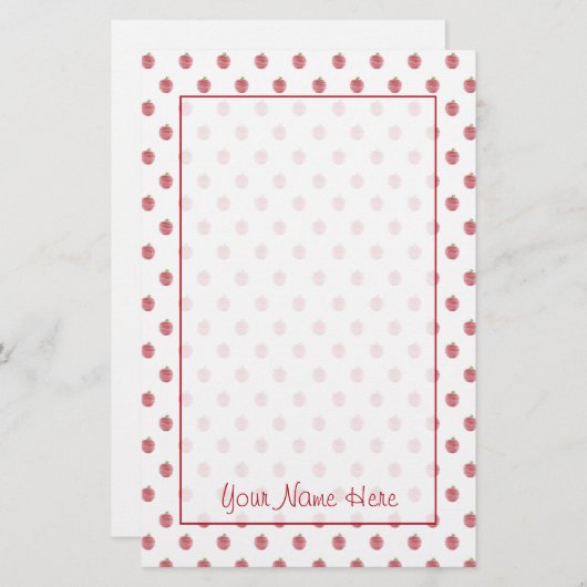 Leerapparaat - Red Apple Pattern Briefpapier (Voorkant / Achterkant)