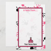 Leerapparaat — Roze en zwarte handafdrukken Briefpapier (Voorkant / Achterkant)