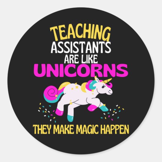 Leerassistenten Unicorn-leraren zijn magisch Ronde Sticker (Voorkant)