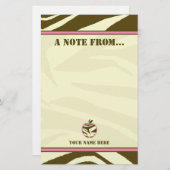 Leerbakkerij - Bruine Zebra Print Apple Briefpapier (Voorkant / Achterkant)