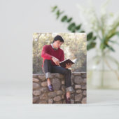 Leerboek van de student en Zitten op Stone Wall Briefkaart (Staand voorkant)