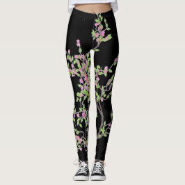Leerboom met bloemen leggings