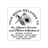 Leerbordetiket Zonnebloemnaam Rubberstempel (Afrduk)