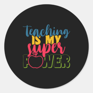Leerdag doceren is mijn superkracht ronde sticker