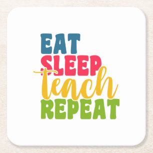Leerdag Eat Sleep Teach Herhaal Kartonnen Onderzetters