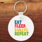 Leerdag Eat Sleep Teach Herhaal Sleutelhanger (Voorkant)