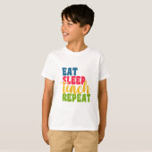 Leerdag Eat Sleep Teach Herhaal T-shirt (Voorkant volledig)