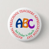 Leerdag van de nationale voorschoolse leraar ronde button 5,7 cm (Voorkant)