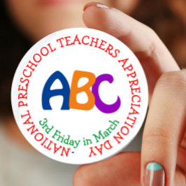 Leerdag van de nationale voorschoolse leraar ronde button 5,7 cm