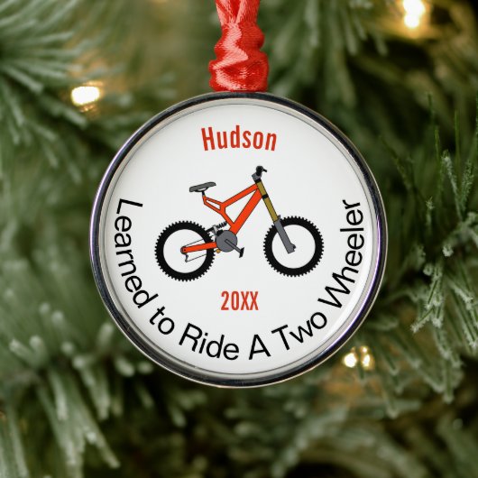 Leerde een tweewieler rijden metalen ornament (Boom)