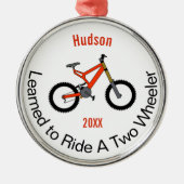 Leerde een tweewieler rijden metalen ornament (Voorkant)