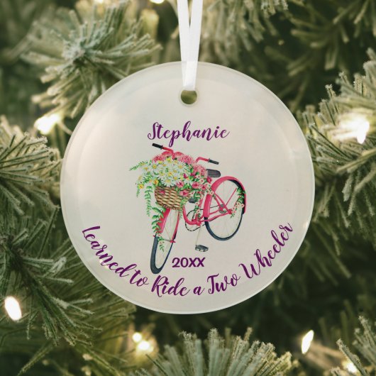 Leerde naar Ride Bike Keepslag en Jaar Glas Ornament (Insitu)