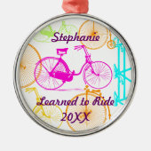 Leerde naar Ride Bike Keepslag en Jaar Metalen Ornament (Voorkant)