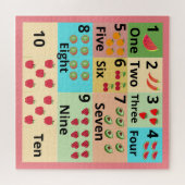 Leergetallen tellen vruchten met kleurrijke kinder legpuzzel (Horizontaal)