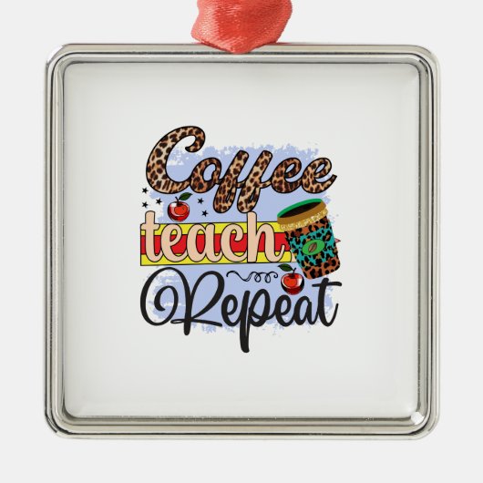 Leerkoffiestaak herhalen metalen ornament (Voorkant)