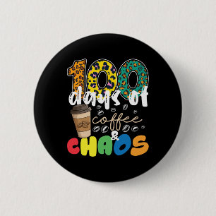 leerkracht 100 dagen school 100 dagen koffie en ronde button 5,7 cm