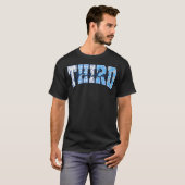 Leerkracht Derde Klas Blauwe Patchwork Eerste Dag  T-shirt (Voorkant volledig)
