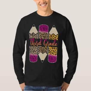 Leerkracht derde klas Luipaard Potlood Terug naar T-shirt