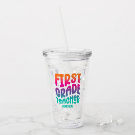 Leerkracht eerste klas Kleurrijke Ombre Acryl Drinkbeker