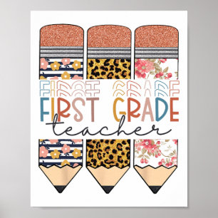 Leerkracht Eerste Leerjaar Luipaard Potlood Gelukk Poster