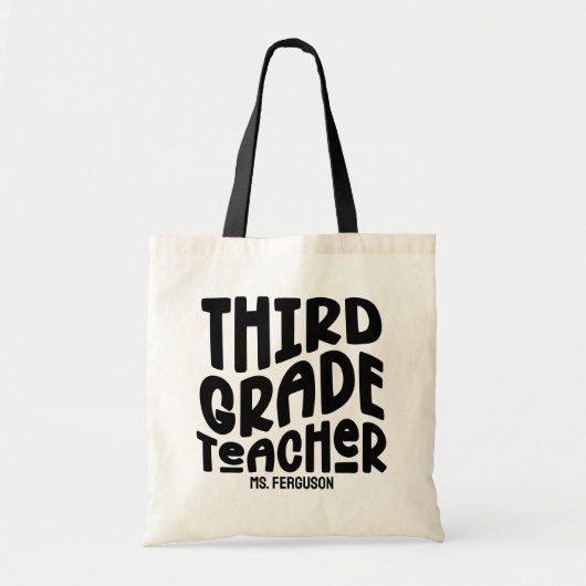 Leerkracht Groep Vijf | Zwarte Typography Design Tote Bag (Voorkant)
